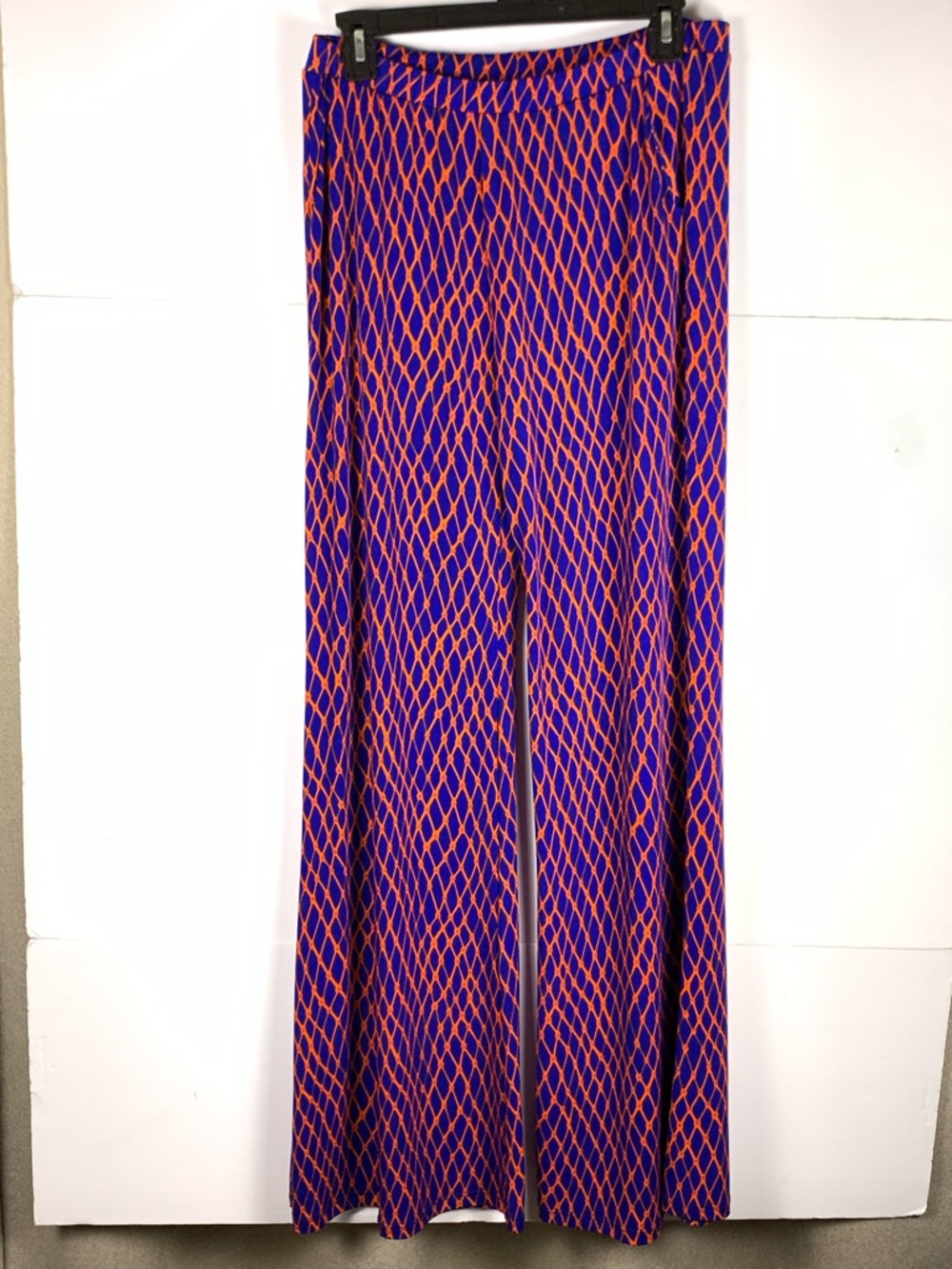 NICO LA Wide Leg Pants L Blue Orange Geometric Pull On Stretch Knit - Picture 15 of 15
